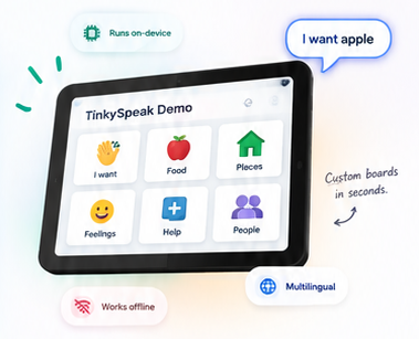 The TinkySpeak communication interface on a tablet
